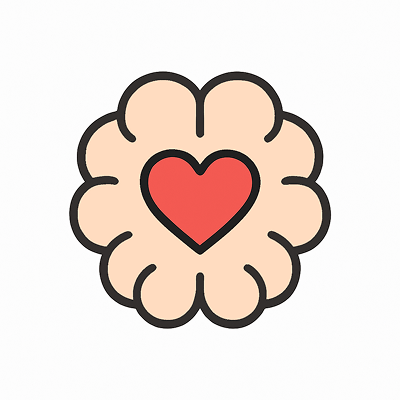 Brain icon with heart inside