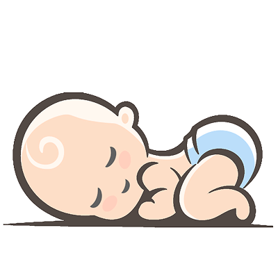 Sleeping baby curled up